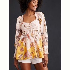 ✨ Anthropologie Poplin Babydoll Blouse Sz S